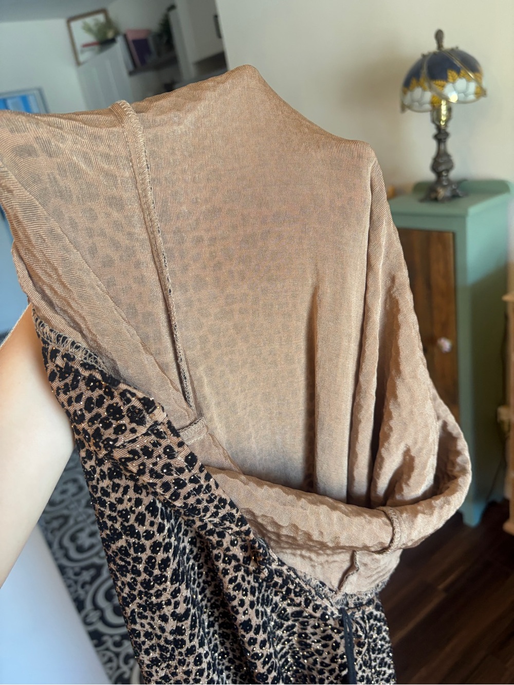Vintage Onyx Nite Leopard Print Sparkly Cowl Dress - Picture 13 of 14